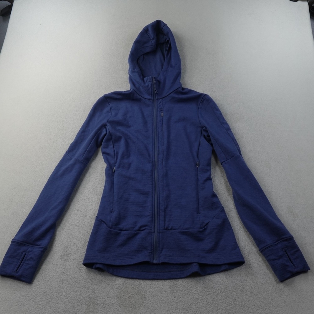 Icebreaker Merino 260 Quantum IV Hoodie Womens XS Dawn Blue Wool Full Zip